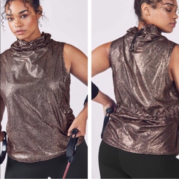 Fabletics top metallic bronzey copper tank top. EUC - Picture 3 of 11
